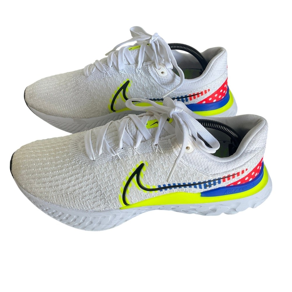 Nike React Infinity Run Flyknit 3 Premium White Racer Blue DZ3014-100 Mens 10.5